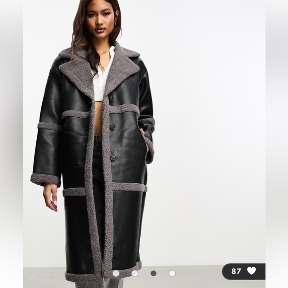 Faux shearling leather jacket NWOT - Picture 1 of 14